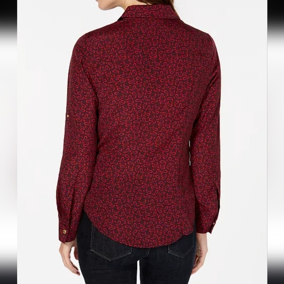 MICHAEL Michael Kors Paisley Printed Utility Locket Zip Roll Up Long Sleeve Top - Picture 8 of 8